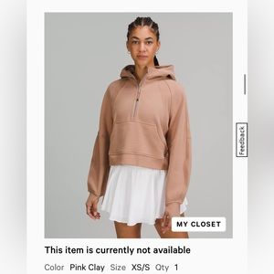 Lululemon Scuba Oversized Half Zip Hoodie Pink Clay XS/S
